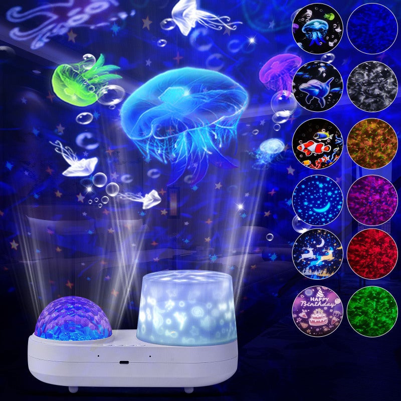 Night Light Projector: White Dual-layer Water Ripple - Romantic Dreamy Atmosphere Children's Bedroom Lamp for Kids Bedside Use & Bedtime Reading - Image 4