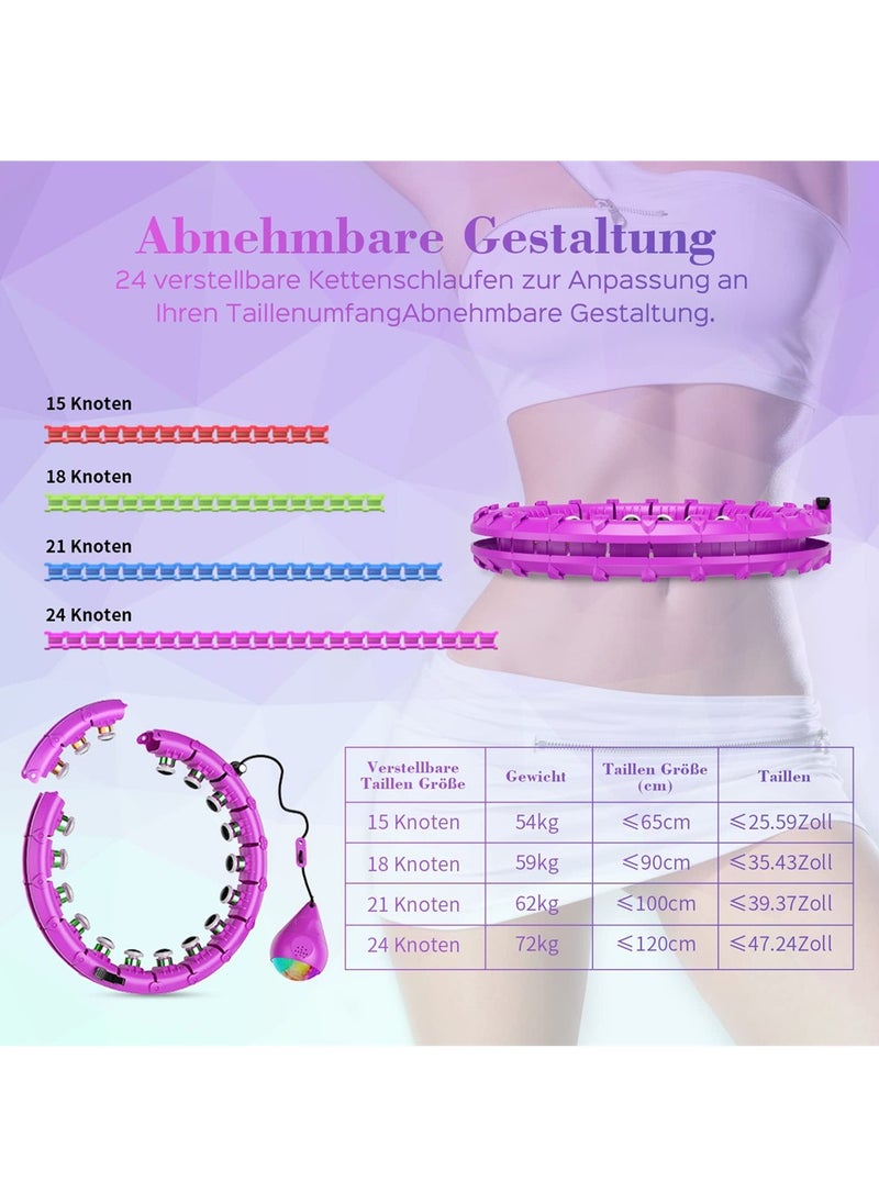 SYOSI - Smart Hula Hoop, Weighted Hula Hoop Infinity Smart Hoops with Counter, Hula Circle Detachable Fitness Ring with 360 Degree Auto-Spinning Ball Massage, Adult Fitness for Weight Loss - Image 1