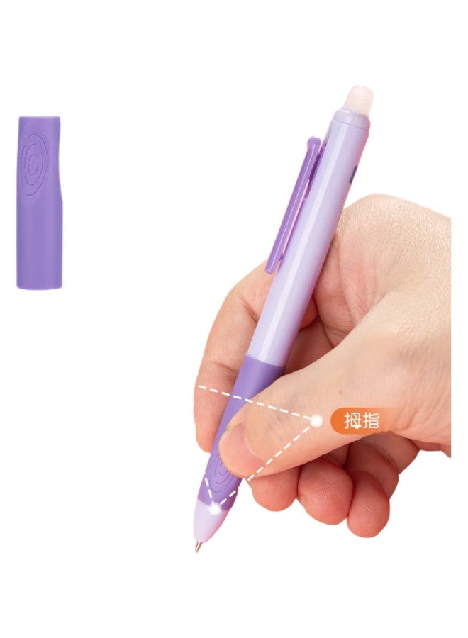 M.G Chenguang (M&G) Stationery, Erasable Gel Pen, Ergonomic Grip, Retractable St Tip, 0.5Mm, Black, Elementary School Handwriting Practice Pen, Antibacterial Soft Rubber Grip, Purple Pink Barrel, 4 Pcs, Akph7105A - Image 1