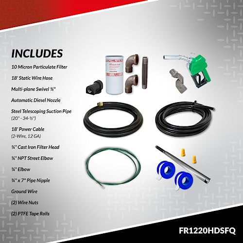 FILL RITE Fill-Rite FR1220HDSFQ 12V 15 GPM Fuel Transfer Pump with Premium Filter Package | Gasoline, Diesel, Kerosene, Ethanol Blends, Methanol Blends, & Biodiesel - Image 3