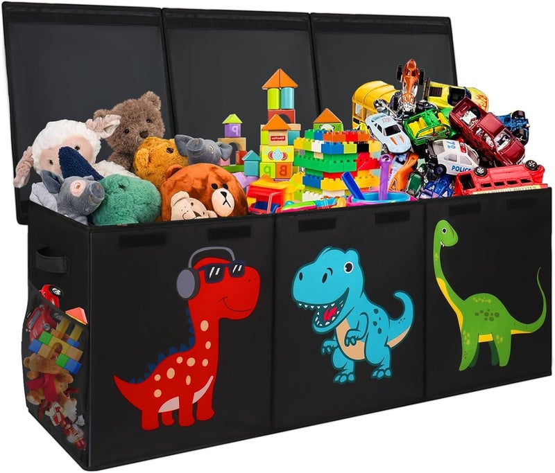 Mabahoo Extra Large Toy Box Chest, Collapsible Storage Organizer with Lids, Sturdy Dinosaur Toybox for Boys Girls, 40"x16"x16" Kids Storage Bin Box Baskets for Living Room, Playroom, Bedroom, Nursery - Image 1