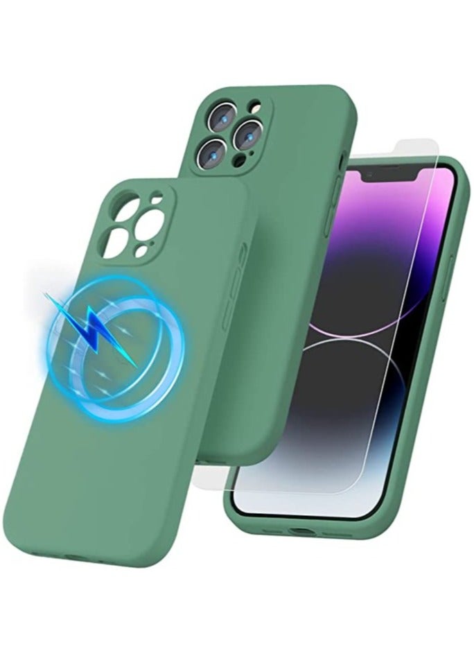 ELTRAZONE iPhone 14 Pro Max + 2 Pack Tempered Glass Screen Protector Magsafe Case Silicone Phone Case with Microfiber Lining for iPhone 14 Pro Max 6.7 inch 2022 - Image 1