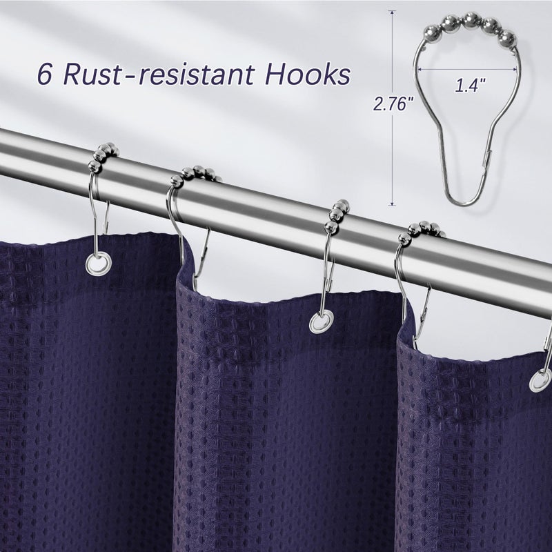 PANGSINNE PANGSINNE Purple Stall Shower Curtain Waffle Weave Fabric  Luxury Waterproof Shower Curtains  256GSM Heavy Duty Camper Shower Curtain for Travel Trailers with 6 Metal Hooks  36Wx72H - Image 3