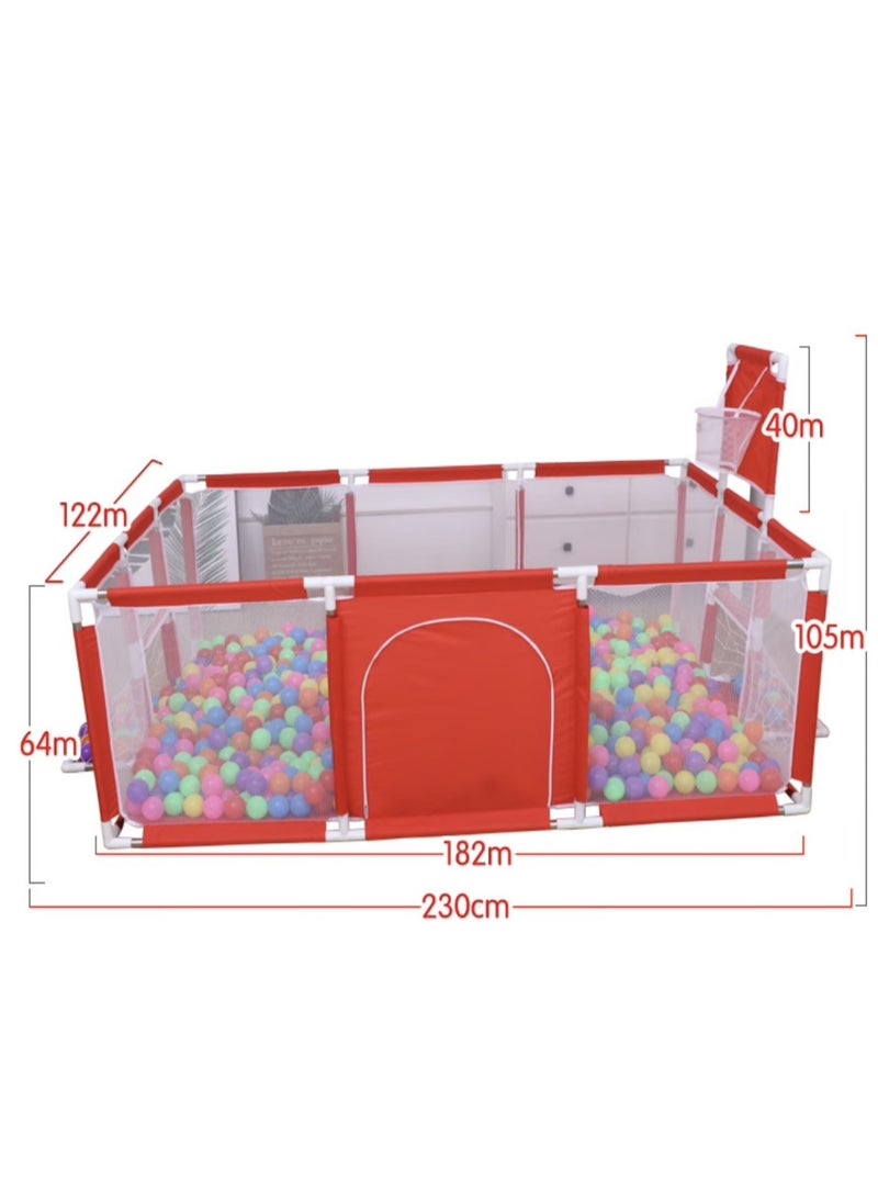PENG GENERAL Large Baby Playpen with Safety Mesh, Indoor Ball Pit Area, Children Fence Play Area Red  - Image 2