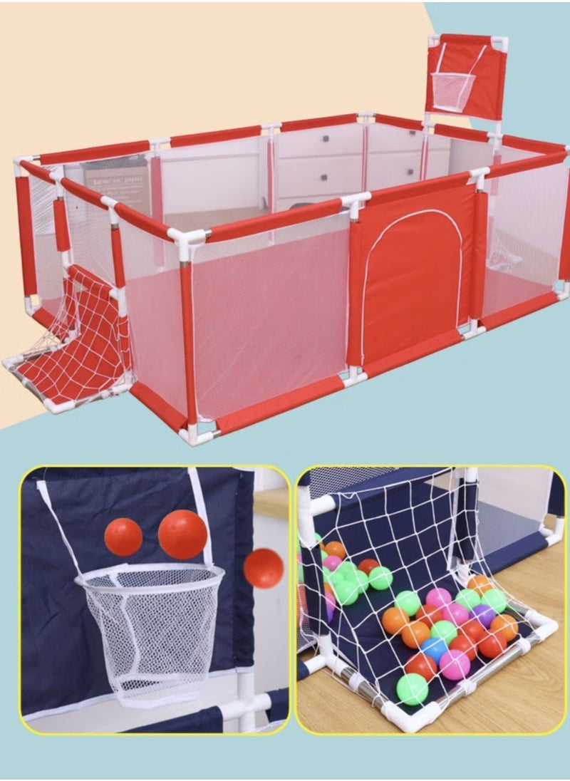 PENG GENERAL Large Baby Playpen with Safety Mesh, Indoor Ball Pit Area, Children Fence Play Area Red  - Image 3