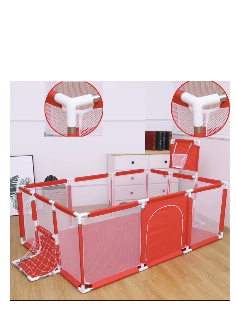 PENG GENERAL Large Baby Playpen with Safety Mesh, Indoor Ball Pit Area, Children Fence Play Area Red  - Image 5