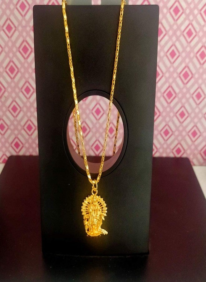 Sullery Religious Jewelry Lord Kartikeya Lord Murugan Subramaniyaswamy Gold Brass,Zinc Metal 01 Necklace Pendant for Men and Women - Image 4