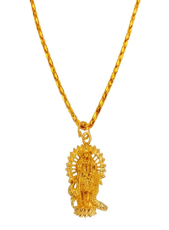 Sullery Religious Jewelry Lord Kartikeya Lord Murugan Subramaniyaswamy Gold Brass,Zinc Metal 01 Necklace Pendant for Men and Women - Image 1