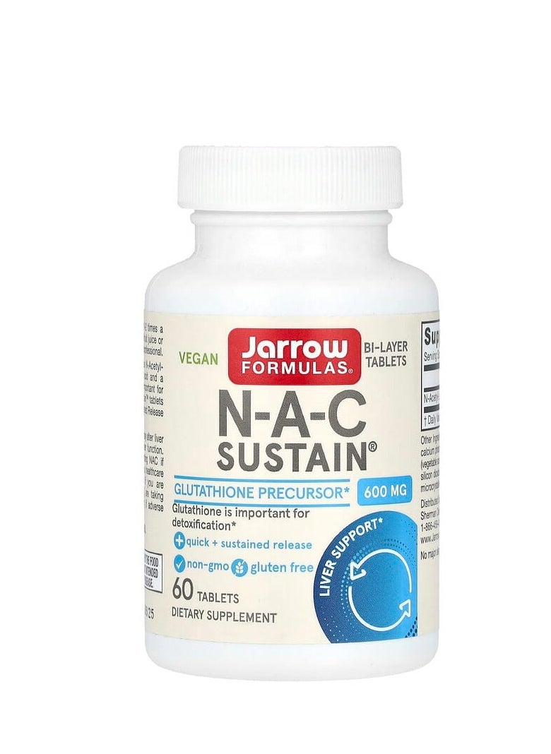 jarrow formulas Vegan N-A-C Sustain, 600 mg, 60 Tablets 