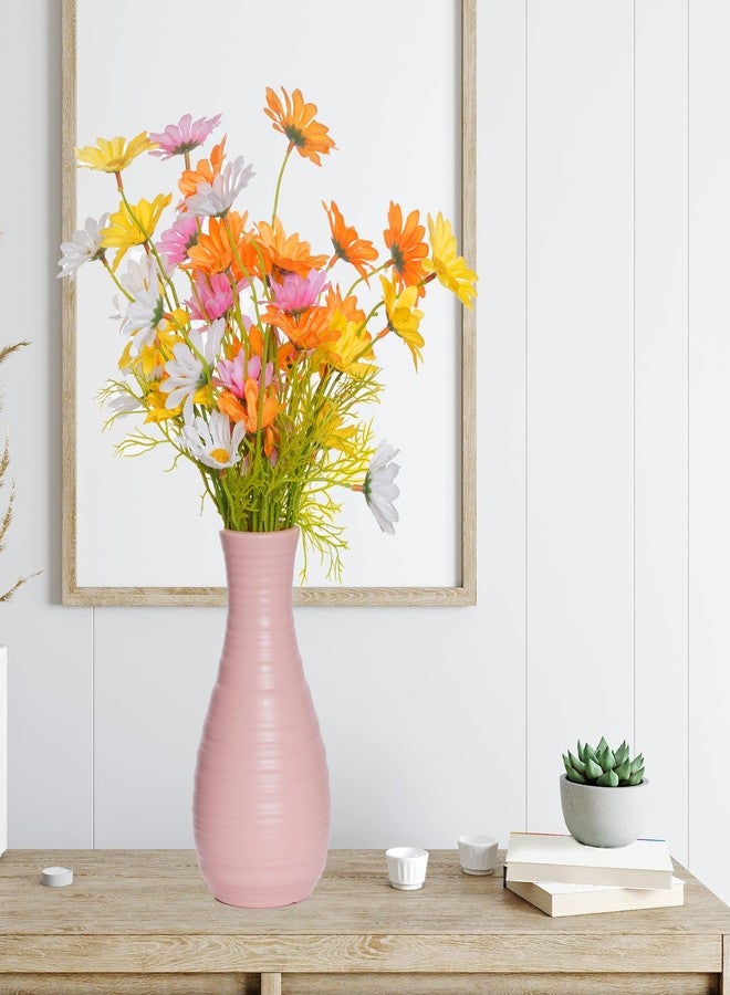 yeabwps 2 Pack Composite Plastics Flower Vase, Unbreakable Ceramic Look Vase for Home Decor Centerpieces, Arranging Bouquets (Pink) - Image 3