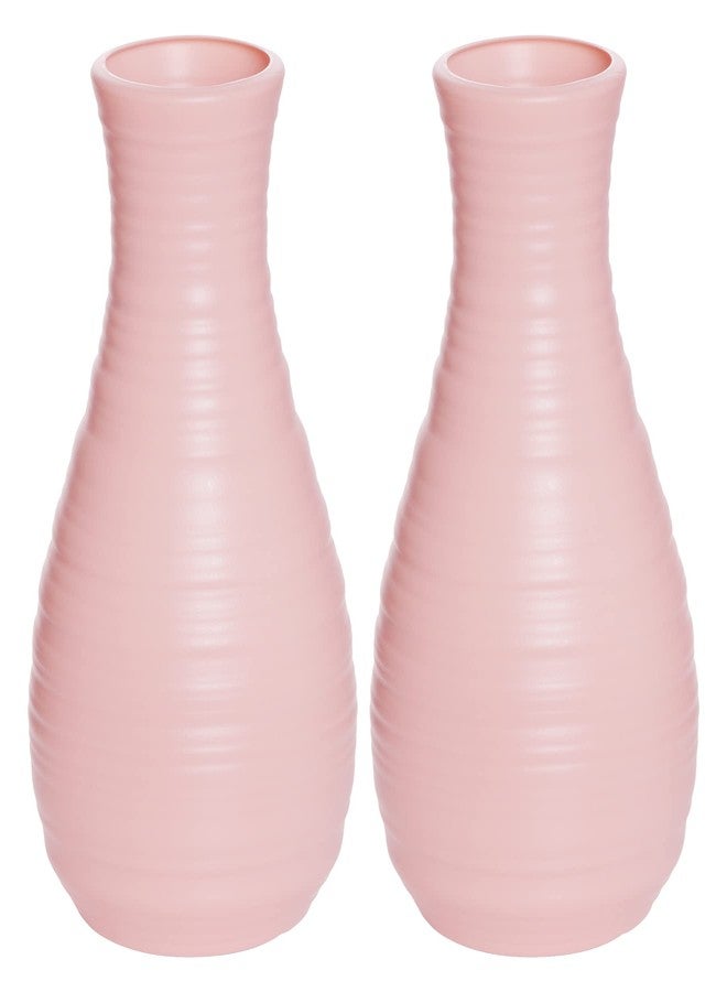 yeabwps 2 Pack Composite Plastics Flower Vase, Unbreakable Ceramic Look Vase for Home Decor Centerpieces, Arranging Bouquets (Pink) - Image 1
