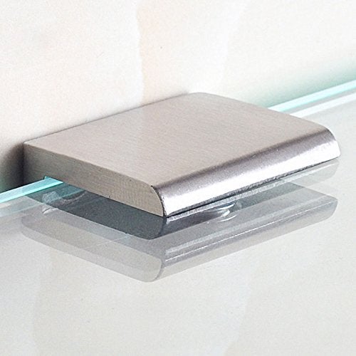 Orhemus 4pcs Adjustable 304 Stainless Steel Glass Clip Clamp Shelf Holder Bracket Support 0.23"-0.35", Brushed Finish Flat Surface, 2 Pairs Wall Mounted - Image 2