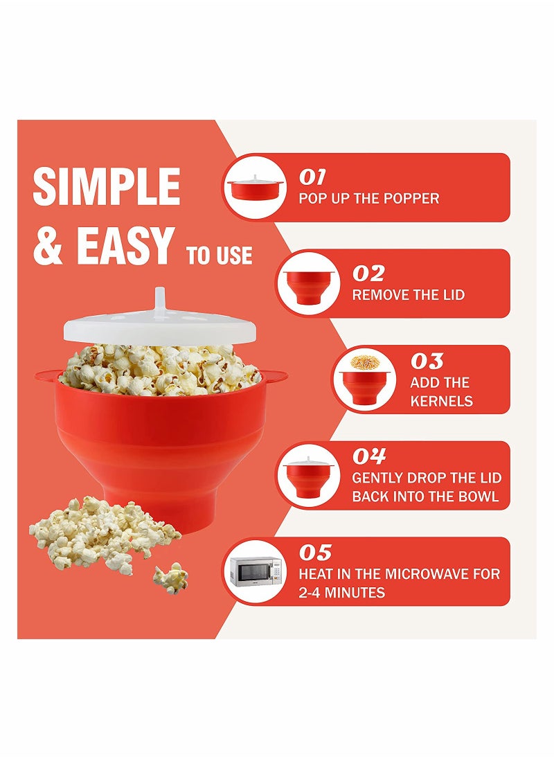Excefore Silicone Microwave Popcorn Popper with Lid, BPA Free Microwave Popcorn Popper  - Image 3