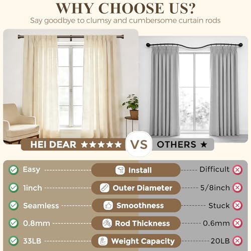 hei! dear Extra Long Curtain Rods 120 to 170 Inch(10-14ft),1Inch Bronze Adjustable Extra Long Curtain Rod,Heavy Duty Decorative Window Curtains Rod for Bedroom - Image 5