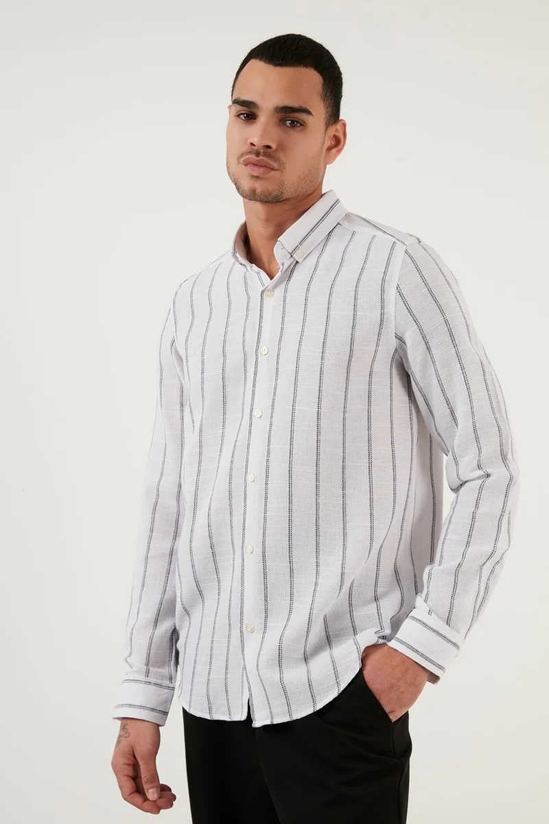 Buratti 100% Cotton Striped Button Collar Shirt Men's Shirt CF21S112480