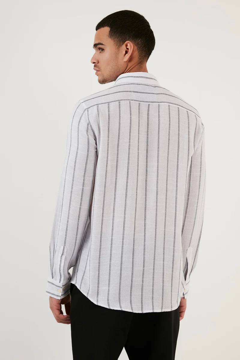 Buratti 100% Cotton Striped Button Collar Shirt Men's Shirt CF21S112480