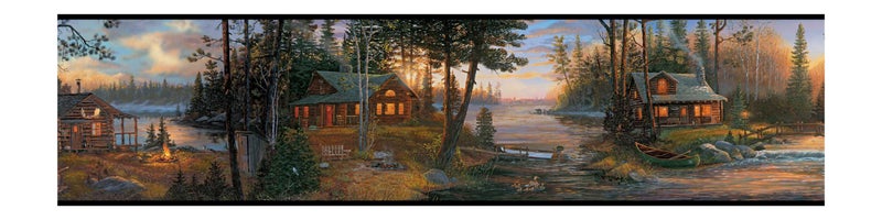 RoomMates York Wallcoverings Lake Forest Lodge Cabin Fever Border