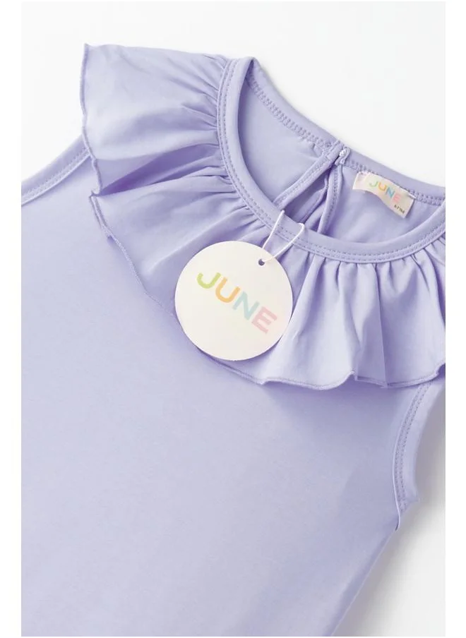 JUNE June Girl Ruffle Collar Tshirt Short 2-Pack Set Lilac