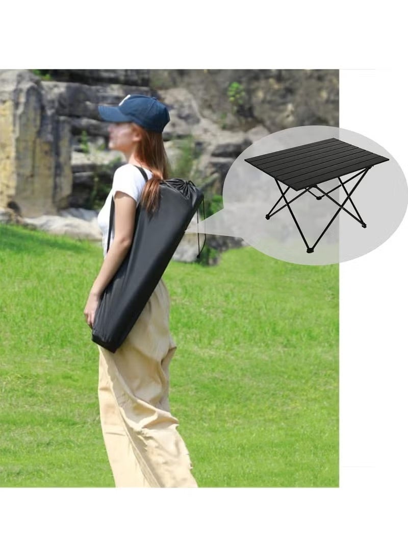 Portable Folding Roll-Up Camping Table, 56x40x41cm, Black - Image 2