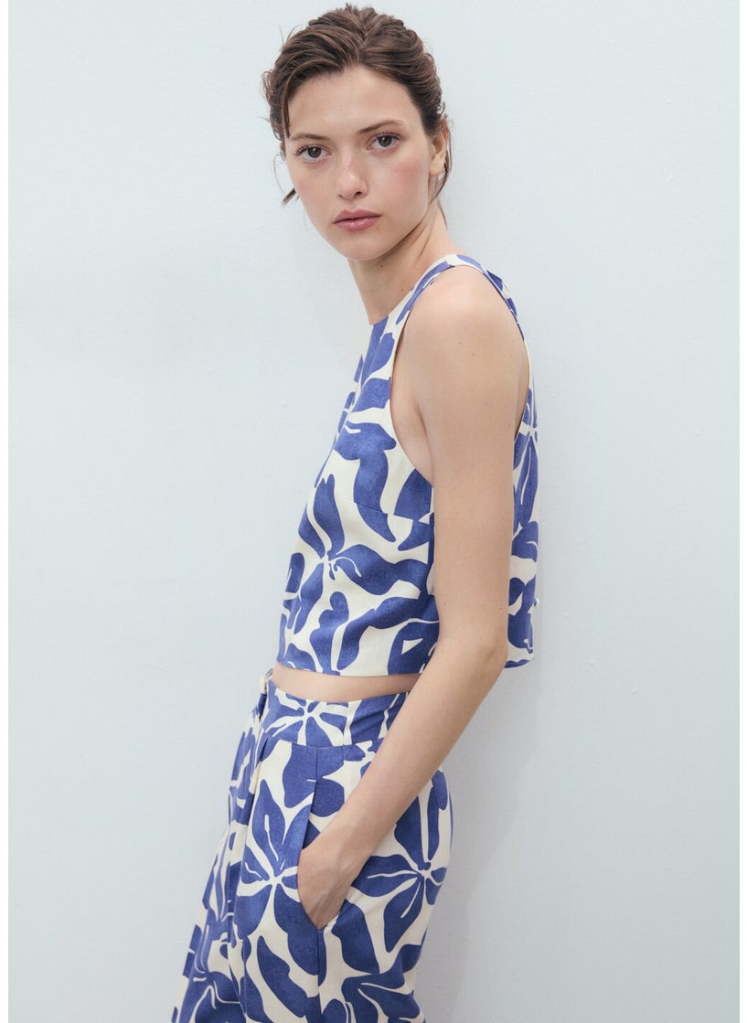 MANGO Printed Crew Neck Top  - Image 1