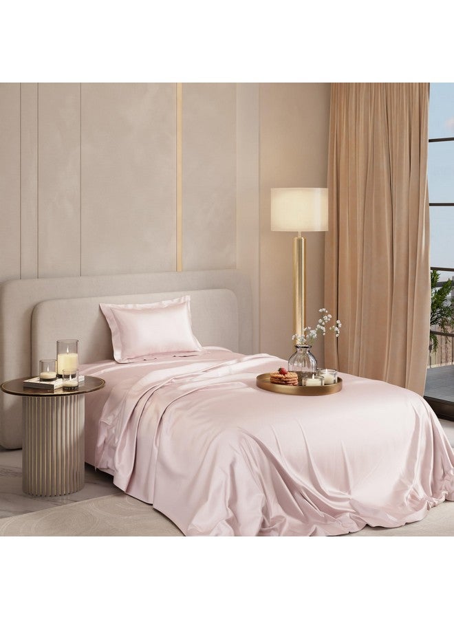 Stoa Paris 300 TC Satin Bedsheet Single Bed with Pillow Covers, Premium Ultra Satin Bedding Set, Gifts for Women, Couples, Wedding, Bedroom Home Furnishing, Date Night Collection - Blushing Pink - Image 1