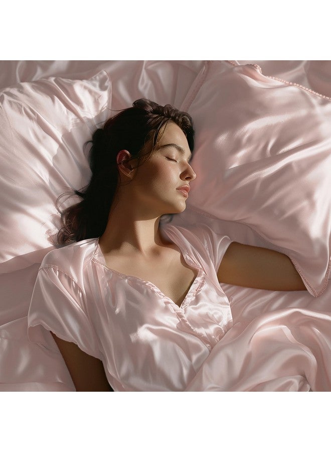 Stoa Paris 300 TC Satin Bedsheet Single Bed with Pillow Covers, Premium Ultra Satin Bedding Set, Gifts for Women, Couples, Wedding, Bedroom Home Furnishing, Date Night Collection - Blushing Pink - Image 2