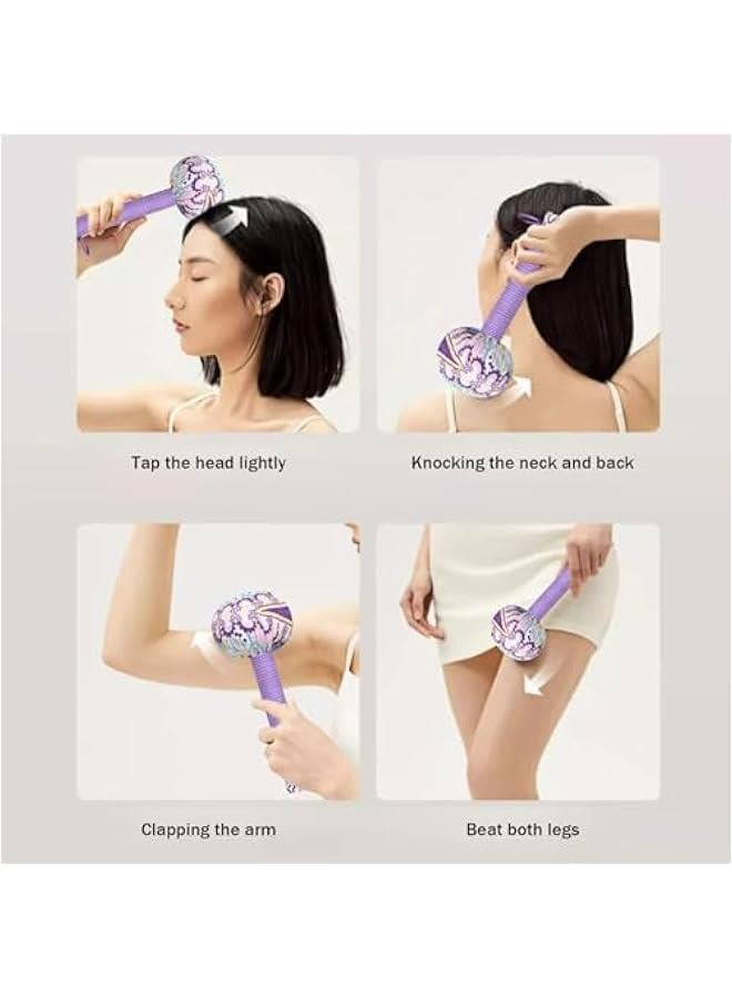 Loquat Wormwood Massage Cane with Floral Pattern, 2Pcs 10.24in Massage Stick, Hanging Ring, Absorbent Non-Slip, Woven Massage Hammer for Body Relaxation - Image 2