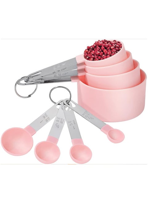 Measuring Spoons for Spices, Flour, Sugar, Salt - 8 Piece Measuring Cups and Spoons Set, Measuring Cups and Spoons with Stainless Steel Handle and Stackable Design for Measuring Dry or Liquid Ingredients, Measuring Set for Kitchen, Cooking, Baking - Measuring Spoons Set - Measuring Spoons Set with Stainless Steel Handles, Dosing Spoon, Measuring Cups Set for Kitchen, Cooking, Baking, Measuring Dry Liquids - Measuring Tools Standard Kitchen Measuring Cups Food Prep Supplies Measuring Salt, Sugar, Salt, Spices - Measuring Spoons for Spices - Measuring Spoons for Cooking