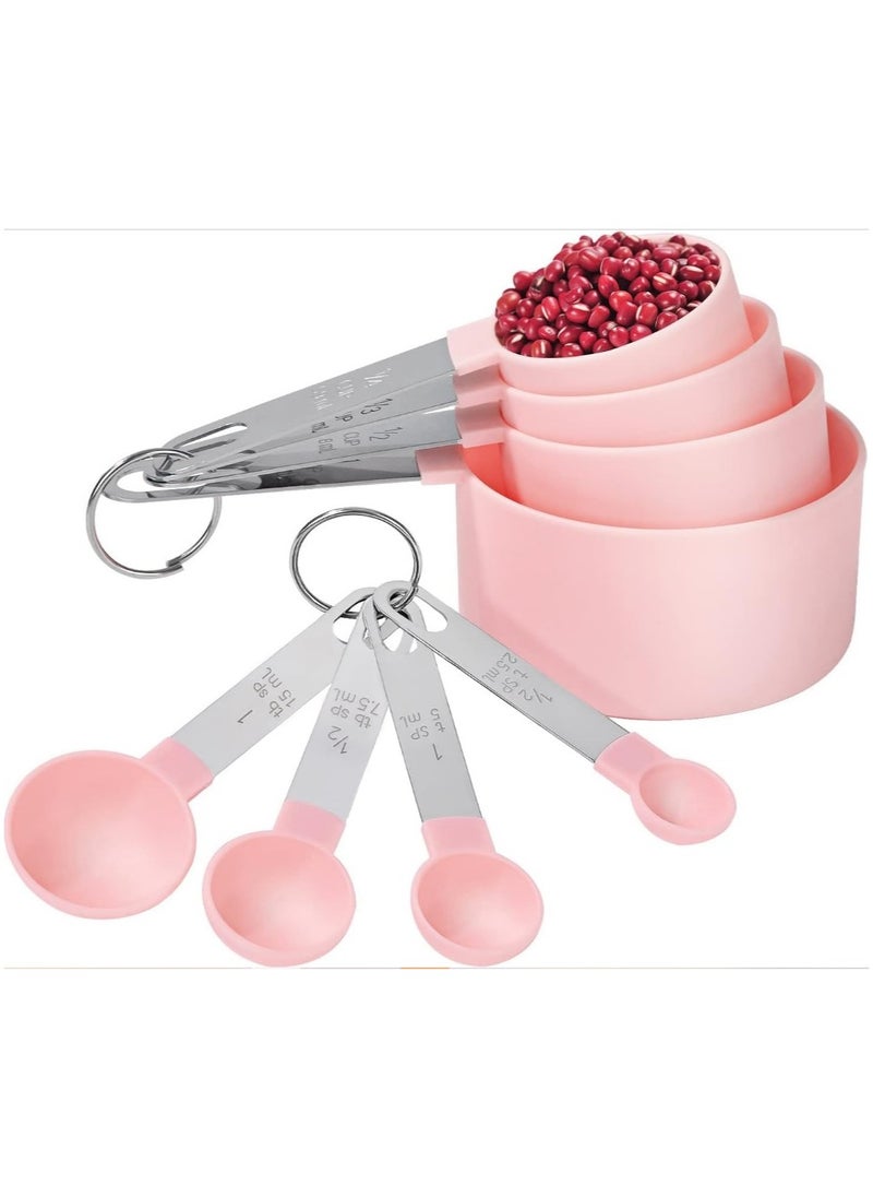 Measuring Spoons for Spices, Flour, Sugar, Salt - 8 Piece Measuring Cups and Spoons Set, Measuring Cups and Spoons with Stainless Steel Handle and Stackable Design for Measuring Dry or Liquid Ingredients, Measuring Set for Kitchen, Cooking, Baking - Measuring Spoons Set - Measuring Spoons Set with Stainless Steel Handles, Dosing Spoon, Measuring Cups Set for Kitchen, Cooking, Baking, Measuring Dry Liquids - Measuring Tools Standard Kitchen Measuring Cups Food Prep Supplies Measuring Salt, Sugar, Salt, Spices - Measuring Spoons for Spices - Measuring Spoons for Cooking