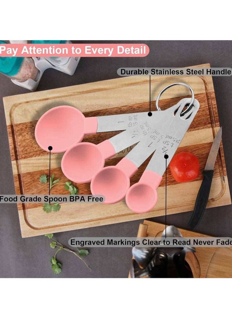 Measuring Spoons for Spices, Flour, Sugar, Salt - 8 Piece Measuring Cups and Spoons Set, Measuring Cups and Spoons with Stainless Steel Handle and Stackable Design for Measuring Dry or Liquid Ingredients, Measuring Set for Kitchen, Cooking, Baking - Measuring Spoons Set - Measuring Spoons Set with Stainless Steel Handles, Dosing Spoon, Measuring Cups Set for Kitchen, Cooking, Baking, Measuring Dry Liquids - Measuring Tools Standard Kitchen Measuring Cups Food Prep Supplies Measuring Salt, Sugar, Salt, Spices - Measuring Spoons for Spices - Measuring Spoons for Cooking