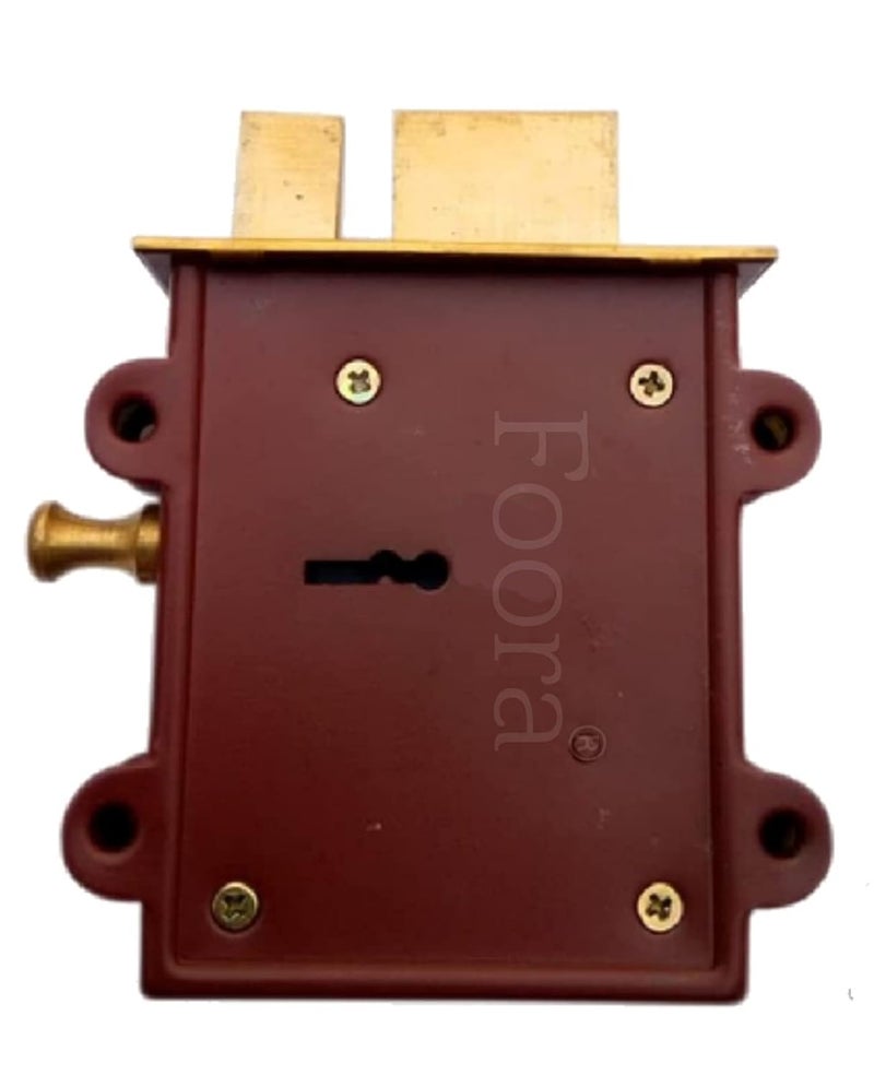 Foora Entry 2in1 Door Interlock 3 Keys with A Tower Bolt 8 Lever Operated Both Side of The Door Lock Brown Polished Finish - Image 4