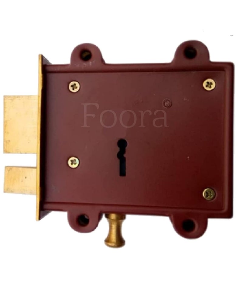 Foora Entry 2in1 Door Interlock 3 Keys with A Tower Bolt 8 Lever Operated Both Side of The Door Lock Brown Polished Finish - Image 5
