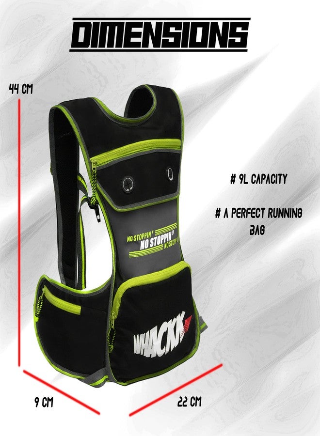 Whackk Whizz Running Bag |Unisex Camping & Hiking | Hydration Pouch Compartment w. Connecting Water ducts Pockets |Exercise & Fitness|Motorcycle Trekking Outdoor (Green) - Image 2