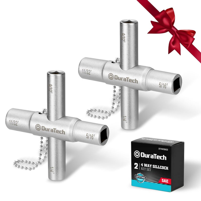 DURATECH 4 Way Sillcock Key Set, 1/4", 9/32", 5/16", 11/32", 2-Pack, for Valve, Faucet, and Spigots - Image 1