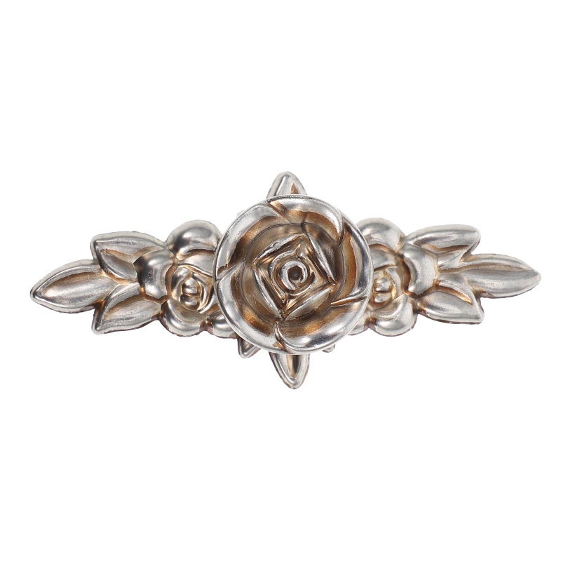 Vintage Floral Zinc Alloy Cabinet Knob with Backplate Ivory White Drawer Pull Handle - Image 2