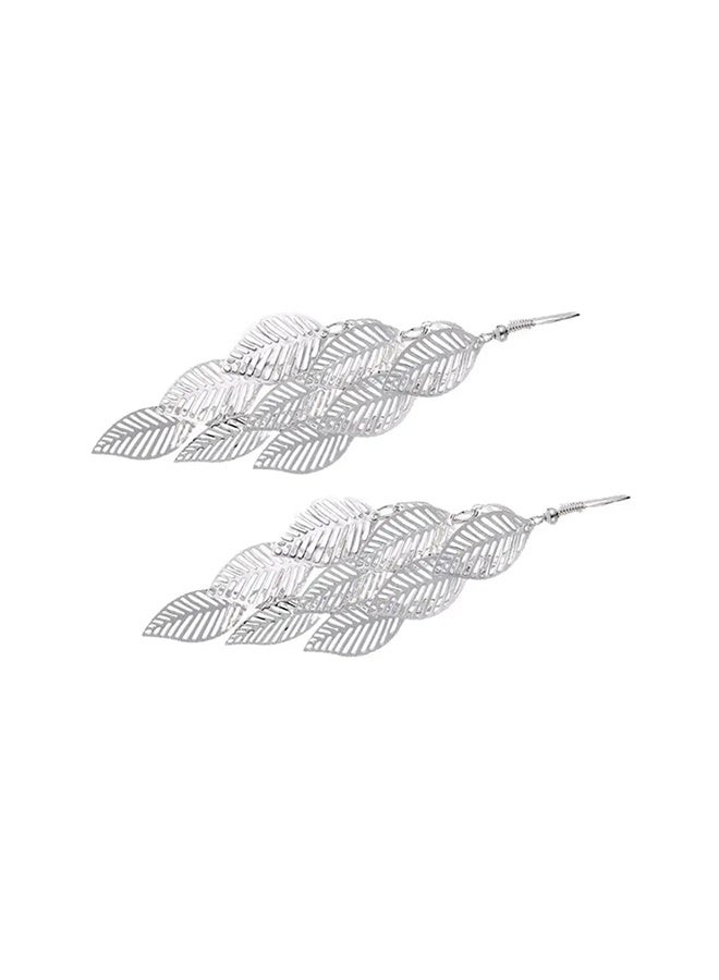 Earring Chain Layer Openwork Leaf Earrings For Teen Girls Minimalist Piercing Studs Trendy Earrings Funky Jewelry For Women - Image 4