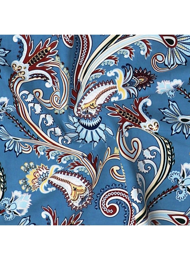 RD TREND 210 TC Queen Size Bedsheet for Double Bed, Microfiber Double Bedsheet 90X90 Inches with 2 Pillow Cover 18X28 Inches Blue Paisley - Image 2