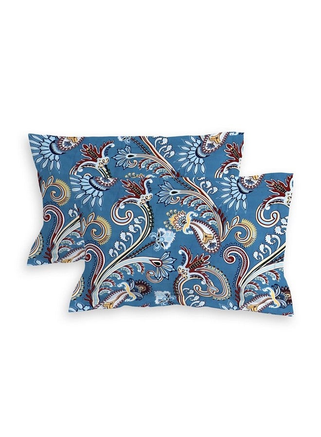 RD TREND 210 TC Queen Size Bedsheet for Double Bed, Microfiber Double Bedsheet 90X90 Inches with 2 Pillow Cover 18X28 Inches Blue Paisley - Image 3