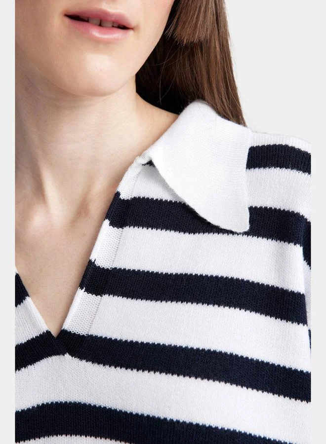 DeFacto DeFacto Regular Fit Striped Polo Neck Sweater