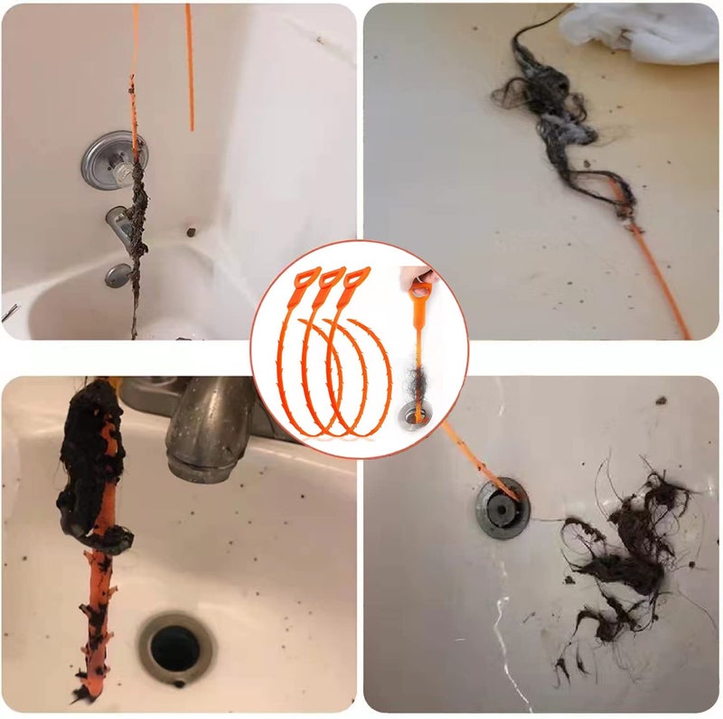 Hflyjpyw 3 حزمه 25 بوصه الشعر الأفعى الشعر استنزاف تسد تنظيف أداه تنظيف استنزاف فتاحة بالوعة ثعبان استنزاف اوجير أداه مزيل الشعر للصرف الصحي دش المرحاض المطبخ حوض الحمام - Image 5
