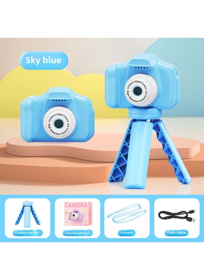Children's Camera Can Take Pictures And Video HD SLR Digital Camera Cartoon Mini Camera Toy Birthday Gift-Color:Sky Blue-Specifications:Dual Camera With Stand  - Image 1