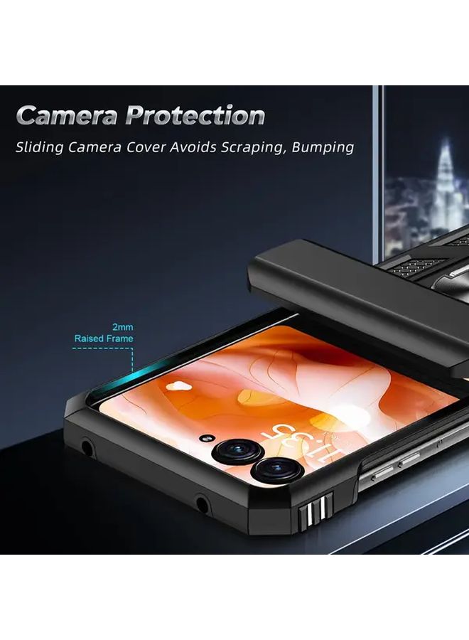 Blue Magnetic Kickstand Shockproof Phone Case for Galaxy Z Flip 7 with Camera Protector - Image 2