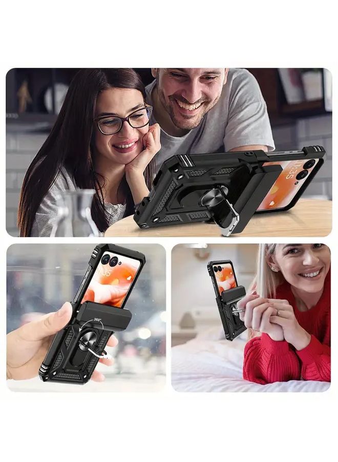 Blue Magnetic Kickstand Shockproof Phone Case for Galaxy Z Flip 7 with Camera Protector - Image 4
