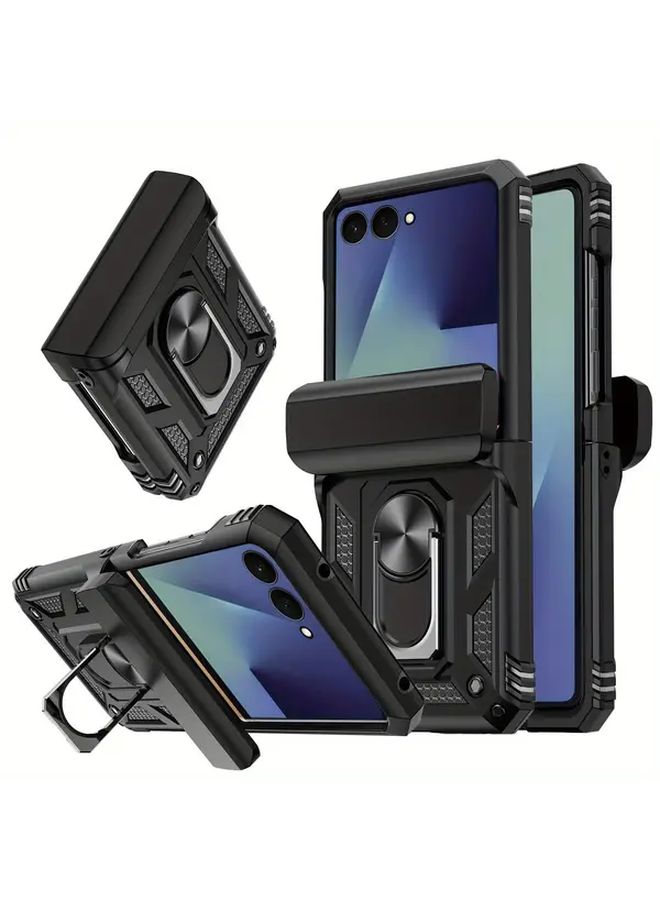 Blue Magnetic Kickstand Shockproof Phone Case for Galaxy Z Flip 7 with Camera Protector - Image 1