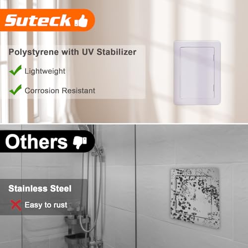 Suteck Plastic Access Panel for Drywall Ceiling 6 x 9 Inch Reinforced Plumbing Wall Access Doors Removable Hinged White - Image 3