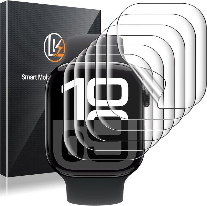 LK 6 Pack for Apple Watch Series 11 Screen Protector 46mm Series 10 [Flexible TPU Not Glass] Self-Healing, Max Coverage, Bubble Free, HD Clear Screen Protector for iWatch S11/S10 46mm, Anti-Scratch - Image 1