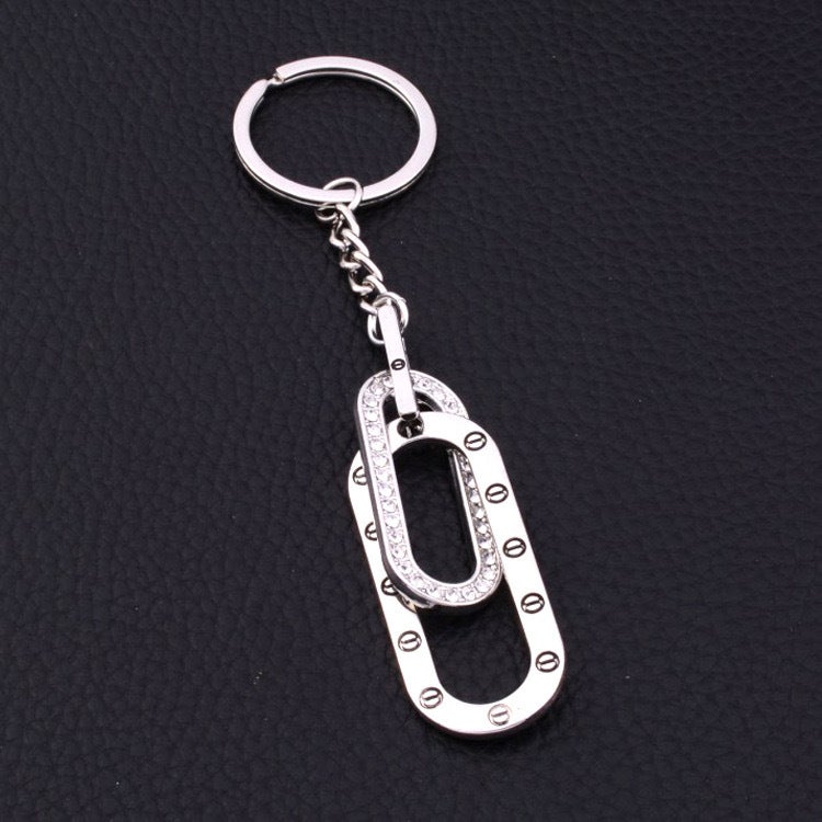 Exquisite Perfume Bottle Keychain Alloy Accessories Inlaid With Rhinestone Keychain Creative Pendant Keychain Small Gift - Image 1