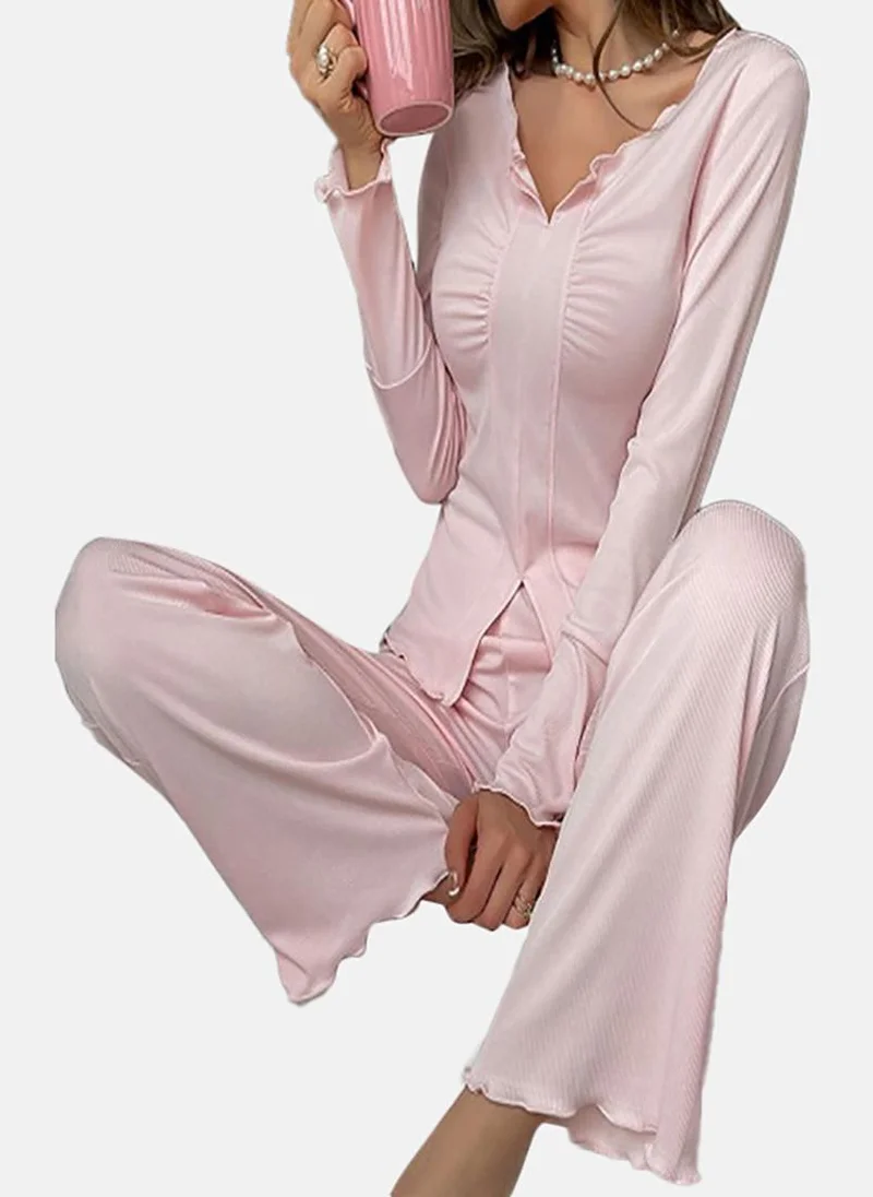 YUNIQEE Pink Solid Pyjamas & Top