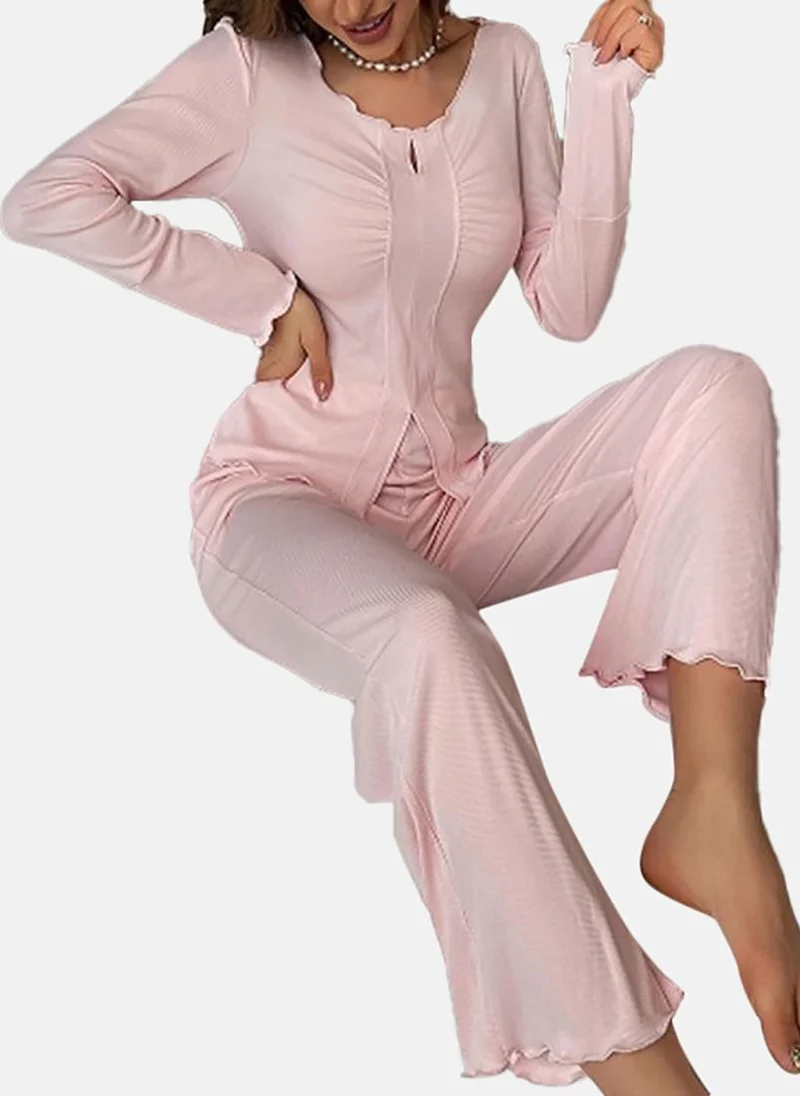 يونيكي Pink Solid Pyjamas & Top