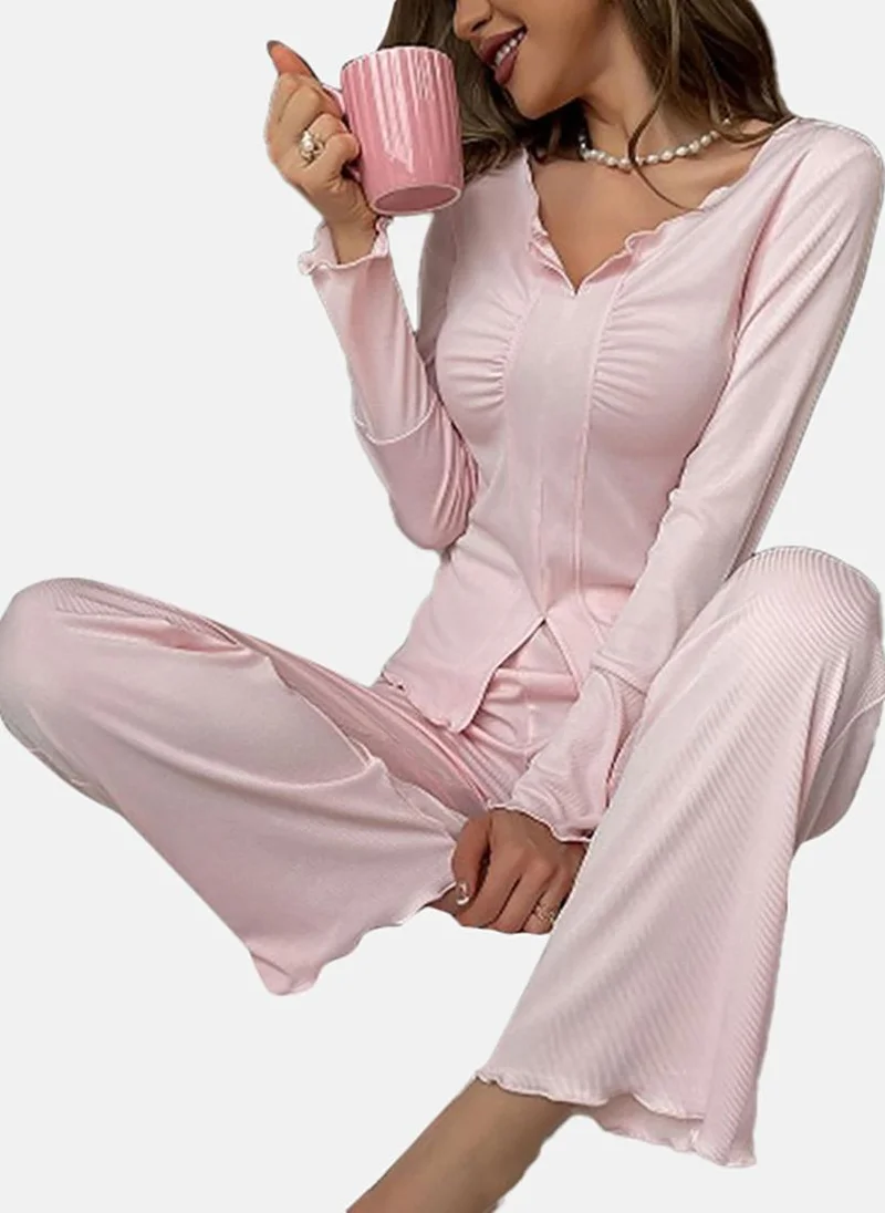 يونيكي Pink Solid Pyjamas & Top